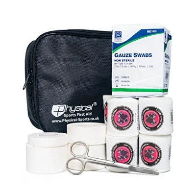Image of Physical Sports First Aid Boxing Hand Wrap Kit Inc Gauze, Tape, Swabs and Scissors
