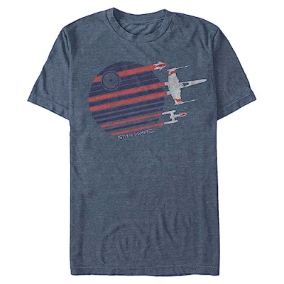 Image of STAR WARS Men&#039;s Rebel Flyby T Shirt, Navy HTR, XXXL