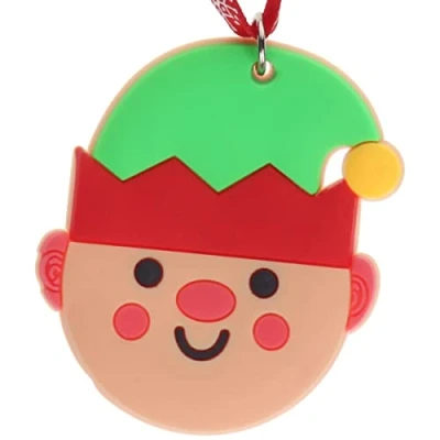 Image of Cute Elf Hanging Christmas Tree Decoration Silicone Ornament Novelty Bauble Stocking Filler Secret Santa Colourful Multicoloured Small Gift Funny