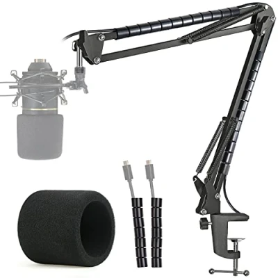 Image of MXL 770 990 Microphone Stand with Pop Filter Boom Arm Windscreen, Cable Sleeve Compatible Mics by YOUSHARES