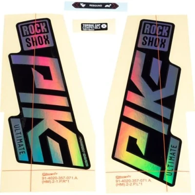 Image of Sram Unisex Adult RockShox Fork Decalkit, Gloss Rainbow Foil Black, 27/29