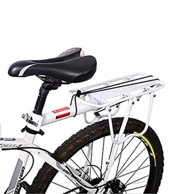 Image of Enkrio Mountain Bike Carrier Rack,Bicycle Rear Rack Carrier,Alloy Road Rack,Bike Back Seat Luggage Cargo Rack,110LB,Bike DIY Accessory, White