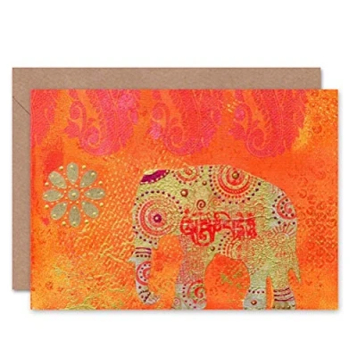 Image of Wee Blue Coo Indian Elephant Colourful Greeting Card
