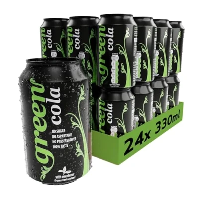 Image of Green Cola Cans 24 Pack, No Sugar Soft Drink, 0 Calories, Aspartame, Natural Caffeine, 100% Taste Bulk Pack of x 330 ml