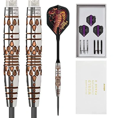 Image of Unicorn Darts Jelle Klaasen World Champion Phase 2 Steel Tip Dart Set, Black/Silver, 22G