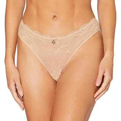 Image of Emporio Armani Underwear Women&#039;s Virtual Lace Thong Underwear, Nude, L