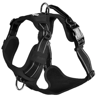 Image of Bobby Rando Walk Dog Harness, Nylon Harness Medium Small Large Safe, Comfortable, Reflective, Adjustable, Black, M/40 63x2 CM
