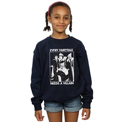Image of Disney Girls Every Fairy Tale Needs A Villain Sweatshirt Navy Blue 5 6 Years