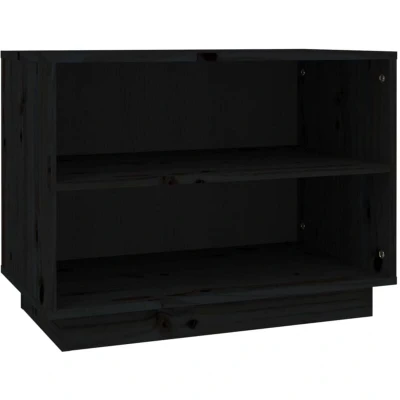 Image of vidaXL Shoe Cabinet Black 60x34x45 cm Solid Wood Pine