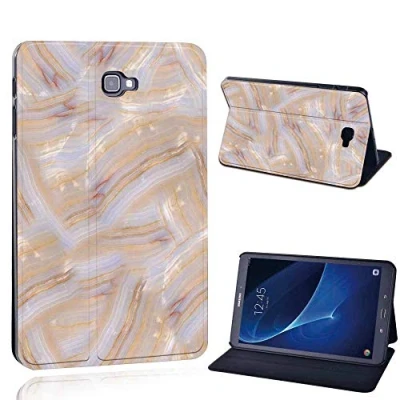 Image of FINDING Case Fit Samsung Galaxy Tab A A6 10.1 T580 T585 Tablet Printed PU Flip Leather Smart Lightweight Shell Stand Cover for (Tab T585, coral marble)