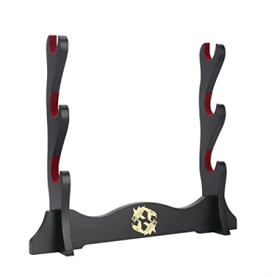 Image of Z fiber Sword Holder Japanese Velvet Padded Katana Stand Samurai Display Rack Support All Tanto yin and yang,3 Tier