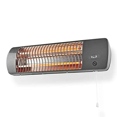 Image of Ex Pro Wall Mounted Electric Quartz Bathroom Heater, 1200W, IPX4 Waterproof, 2 Heat Settings, for Garage Workshop Laundry Room