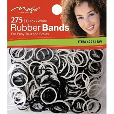 Image of Magic Collection Elastic Rubber Bands (Black &amp; white) (pack of 275)