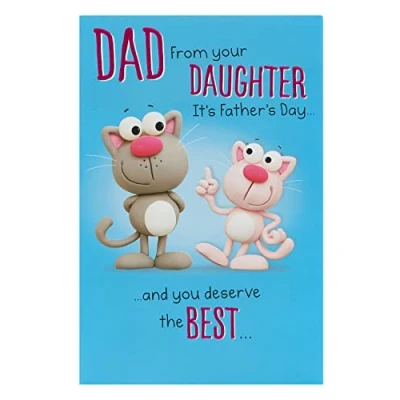 Image of UK Greetings Father&#039;s Day Card for Dad From Daughter Funny Cat Design