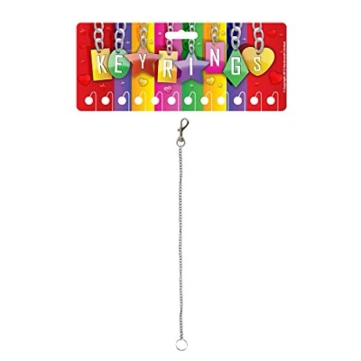 Image of Henbrandt Long CHAIN Keyring With Belt Clip Silver Metal