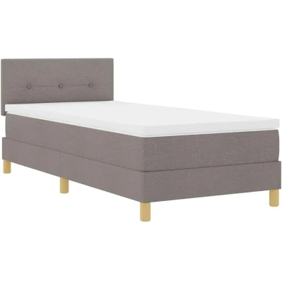 Image of Box Spring Bed with Mattress &amp; led Taupe 90x200 cm Fabric Vidaxl
