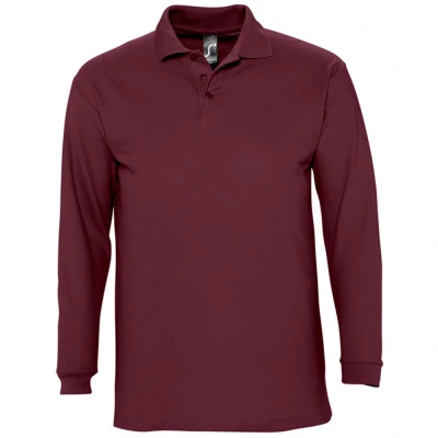 Image of SOLS Mens Winter II Long Sleeve Pique Cotton Polo Shirt (Burgundy) Size X Large