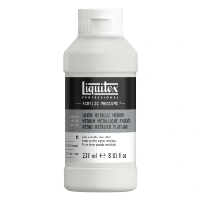 Image of Liquitex 8508 Metallic Silver Medium for Acrylic Paints, Gives Paints Highly Reflective Effects with Brilliance, Age resistant in Artist Quality 237 ml Bottle
