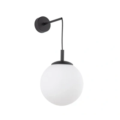 Image of Esme Globe Wall Lights Black, Opal Glass 1xE27