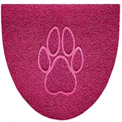 Image of Nicoman Embossed Halfmoon Half Circle Door Mat Dirt Trapper Jet Washable Doormat 70x44cm (Pink, PAW Shape) Use Indoor or Sheltered Outdoor