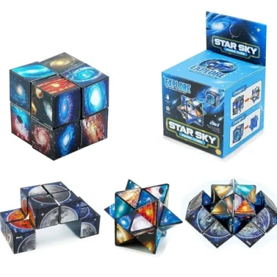 Image of Magic Star Cube Set，Magic 2 in 1,Infinity Cube,Speed D Puzzle Cubes for Kids and Adults (star sky)