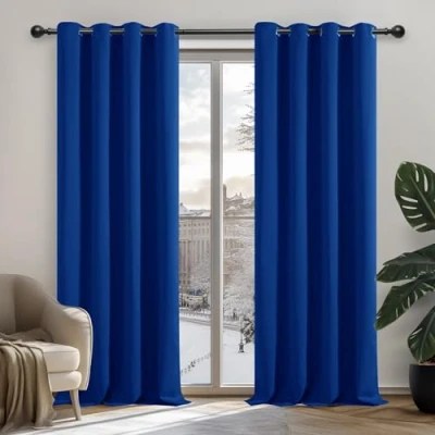 Image of Deconovo Energy Saving and Noise Reducing Thermal Insulated Blackout Curtains Eyelet for Boys Room 52&quot;x 84&quot; Royal Blue 1 PAIR