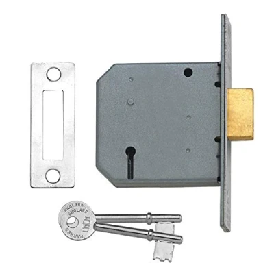 Image of Union Locks 2177 3 Lever Mortice Deadlock 77.5mm Satin Chrome (Boxed)