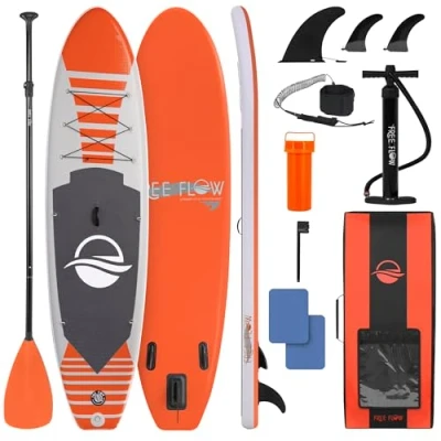 Image of SereneLife Inflatable Stand Up Paddle Board, SUP Board Paddleboards for Adults &amp; Youth, Accessories,15.25 cm Thick Standup Paddleboarding, Non Slip Deck, Wide Stance, Surf Control