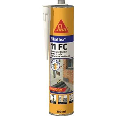 Image of Sika Adhesive and Sealant Sikaflex 11 FC Purform White Suitable for Common Building Materials Solvent free Low Emissions 300 ml