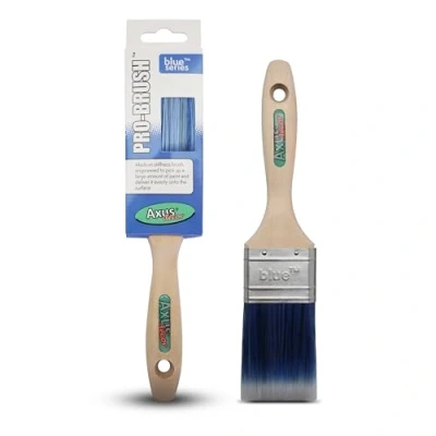 Image of Axus Decor Pro small Paint brush (Blue) 2&quot;/50mm bristle for wall &amp; ceiling paint, Synthetic Hair, Beavertail Handles, Rust Resistant Stainless Steel, Compatible with Brushmate vapour boxes