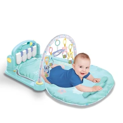 Image of Sobebear Baby Piano Mat, Musical Play Mats for Floor, Kick and Gym, Mat Gym Activity Center with Music Lights, Electronic Learning Toys Newborn (Blue)