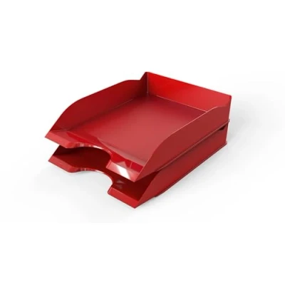Image of Durable Basic Letter Trays A4, Set of 6 Stackable Desktop Trays, in for Letters, Magazine Files, etc, Red