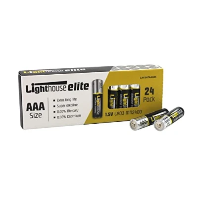 Image of Lighthouse Torches L/Hbataaa24 Alkaline Batteries Aaa 1.5V Pack Of 24