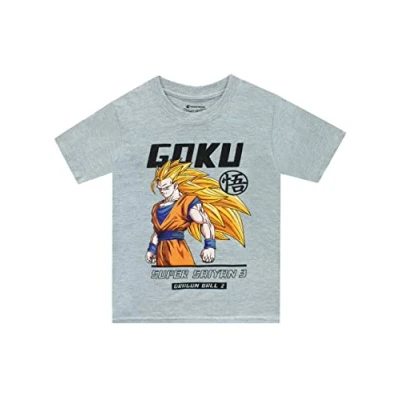 Image of Dragon Ball Z T Shirt Goku Short Sleeve Boys Tee Grey 5 6 Years
