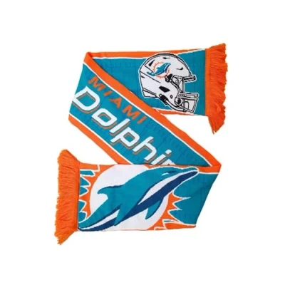 Image of Great Branding Miami Dolphins NFL HD Jaquard Scarf Turquoise Orange