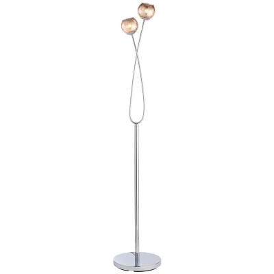 Image of Aerith 2 Light Floor Lamp Chrome, Smokey Mirror Tinted Glass, G9