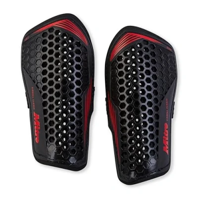 Image of Mitre Aircell Football Shin Pads Extremely Breathable Impact Protection Lightweight Guard, Black/Red, M