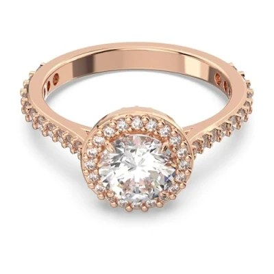 Image of Constella Cocktail Round Cut Pavé White Rose Gold tone Plated Ring