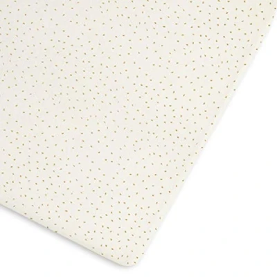 Image of The Little Green Sheep Cot Fitted Sheet, Organic Linen &amp; Cotton Blend Sheet fits Cots Beds 60x120cm 70x140cm, with Honey Rice Print