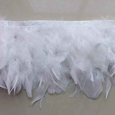 Image of Sowder Turkey Feathers Trim Fringe for Party Wedding Dress Sewing Crafts Costumes Decoration Pack of 2 Yards(White)