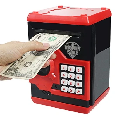 Image of HUSAN Electronic Money Bank, Password Piggy Bank Mini ATM Cash Coin Box for Kids Birthday Toy Children (Red)
