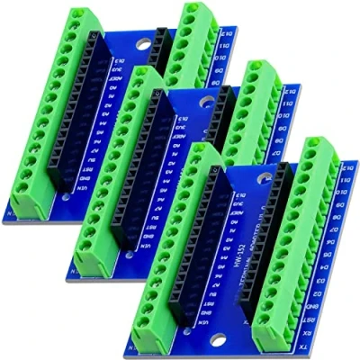 Image of AZDelivery Nano V3.0 Terminal Adapter Board Expansion with Screw Terminals, Module compatible Arduino including E Book! (Pack of 3)