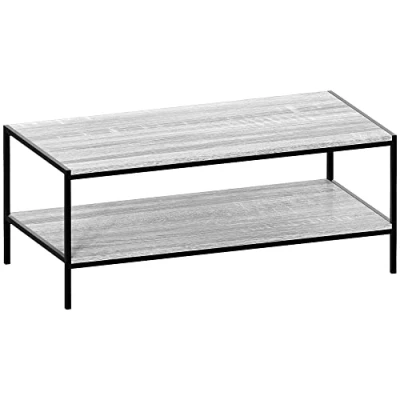 Image of Vida Designs Brooklyn Coffee Table Sofa Side End Shelf Display Unit Industrial Rustic Living Room Furniture (Grey)