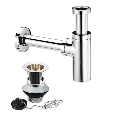 Image of Nes Home Basin Sink Bottle Trap Waste + Plug,Chain,Slotted Drain Premium