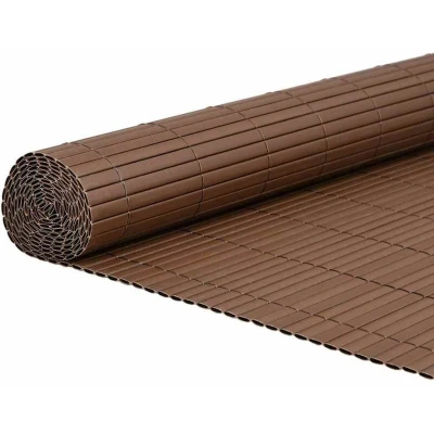 Image of vidaxl Garden Fence Double Sided Brown PVC Panel uv/Weather Resistant, Adjustable 1.8x3 m