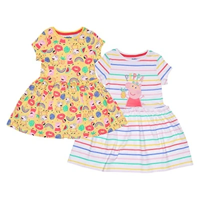 Image of Peppa Pig Rainbows and Suzy Dress Twin Pack, Girls, 2 6 Years, Multicoloured, Official Merchandise