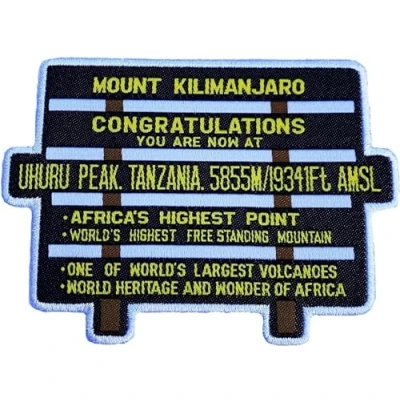 Image of Mount Kilimanjaro Patch (90 mm) Embroidered Iron on or Sew Badge Uhuru Peak Sign Tanzania Africa Trek Travel Souvenir DIY Gift Patches