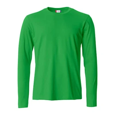 Image of Clique Men&#039;s Basic T L/S Long Sleeve Shirt, Cotton Jersey, Elasticated Collar, Sweatband, Slim Fit (Acid Green M), Acid