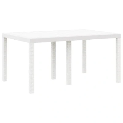 Image of vidaXL Outdoor Patio Table White Polypropylene Medium Durable Rectangular Dining Surface, Indoor/Outdoor Use for Balcony/Garden/Conservatory, Seats 6, UV Resistant, 150x100x73 cm