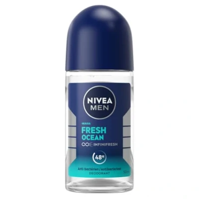 Image of Nivea Men Roll On Deodorant Fresh Ocean 0% (1 x 50 ml), Men&#039;s 48 Hour Protection Deodorant, Care Without Aluminium Salt &amp; Feel